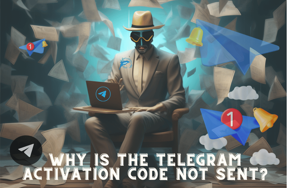 Illustration depicting a smartphone with a Telegram logo and a missing activation code