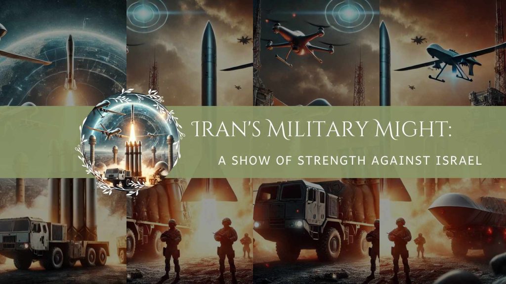 Here is the powerful image showcasing Iran's military strength in contrast to Israel, emphasizing its missile and drone technology. If you need any modifications or further suggestions, feel free to ask!